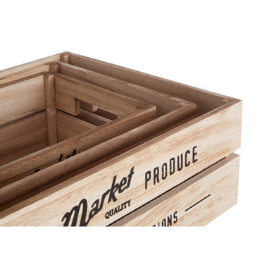 Natural Wood Set of 3 Provision Crates | Naresso