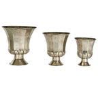 Set of 3 Antique Silver Finish Planters | Reza