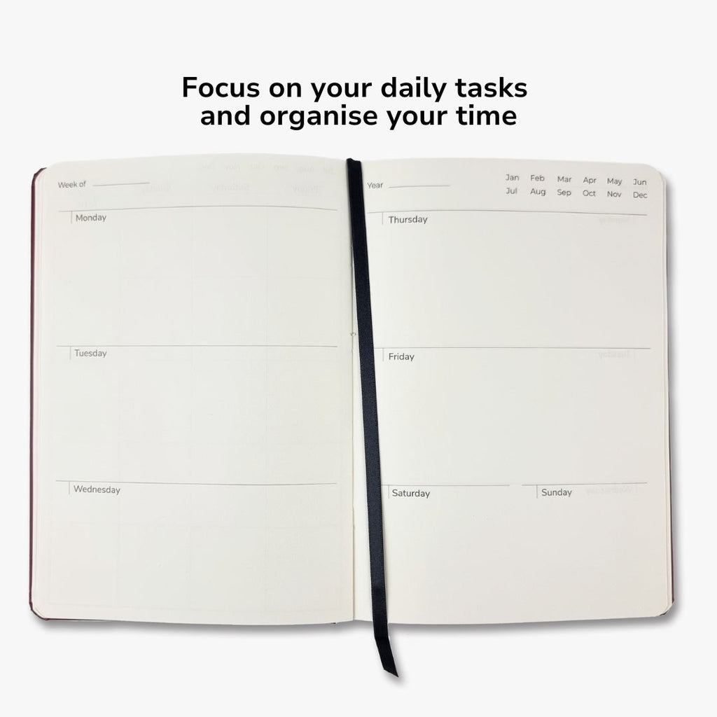 Undated Yearly Productivity Planner - Blue