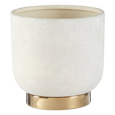 White and Gold Small Ceramic Planter