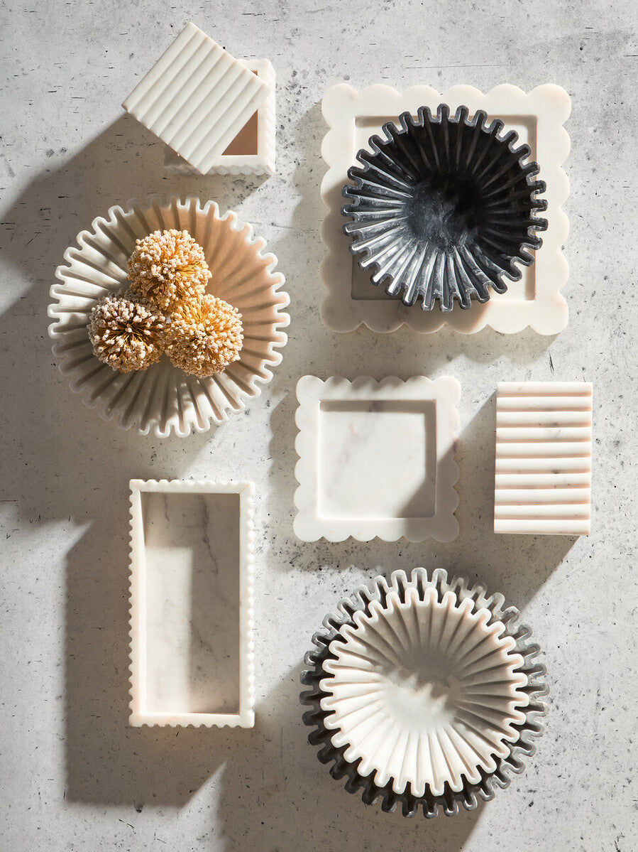 Small Grey Fluted Marble Bowl | Savio