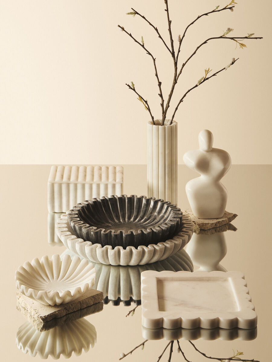 Small Grey Fluted Marble Bowl | Savio