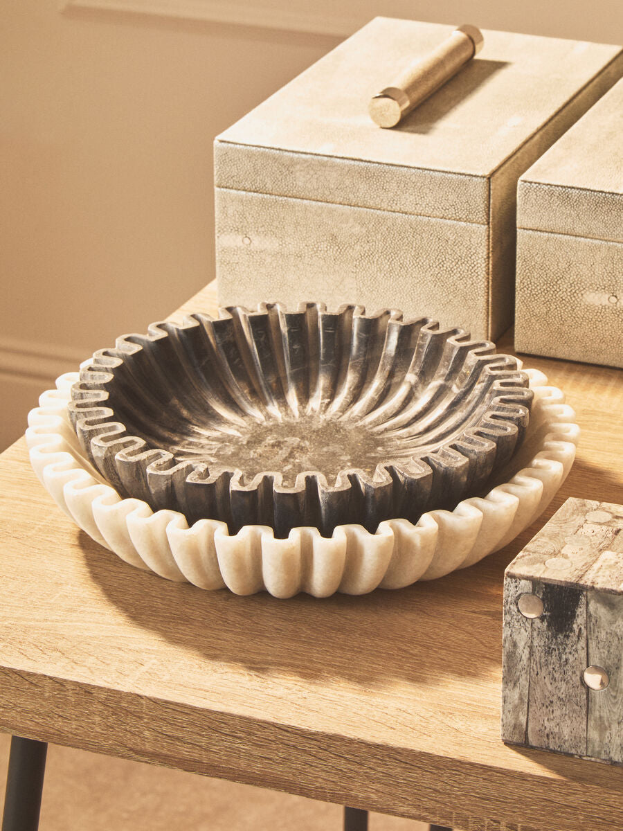 Small Grey Fluted Marble Bowl | Savio