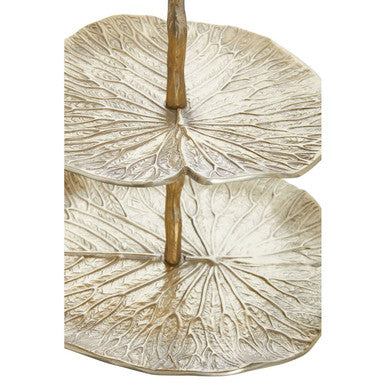 Three Tier Lotus Leaf Golden Cake Stand | Salma