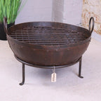 Vintage Kadai Bowl with Stand Garden Fire Pit Bowls
