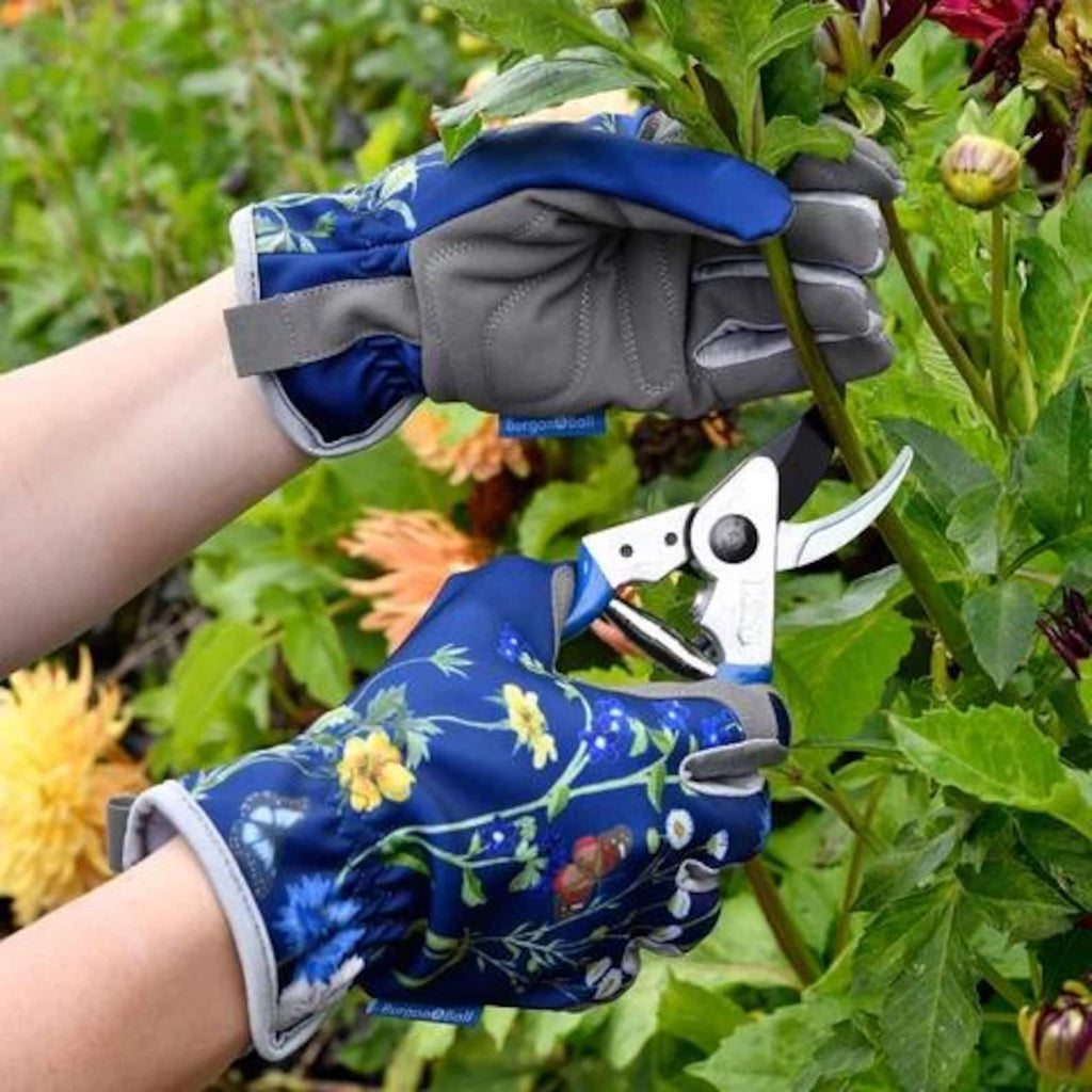 Burgon & Ball RHS British Meadow Gardening Set | Trowel, Fork, Pruner, Gloves