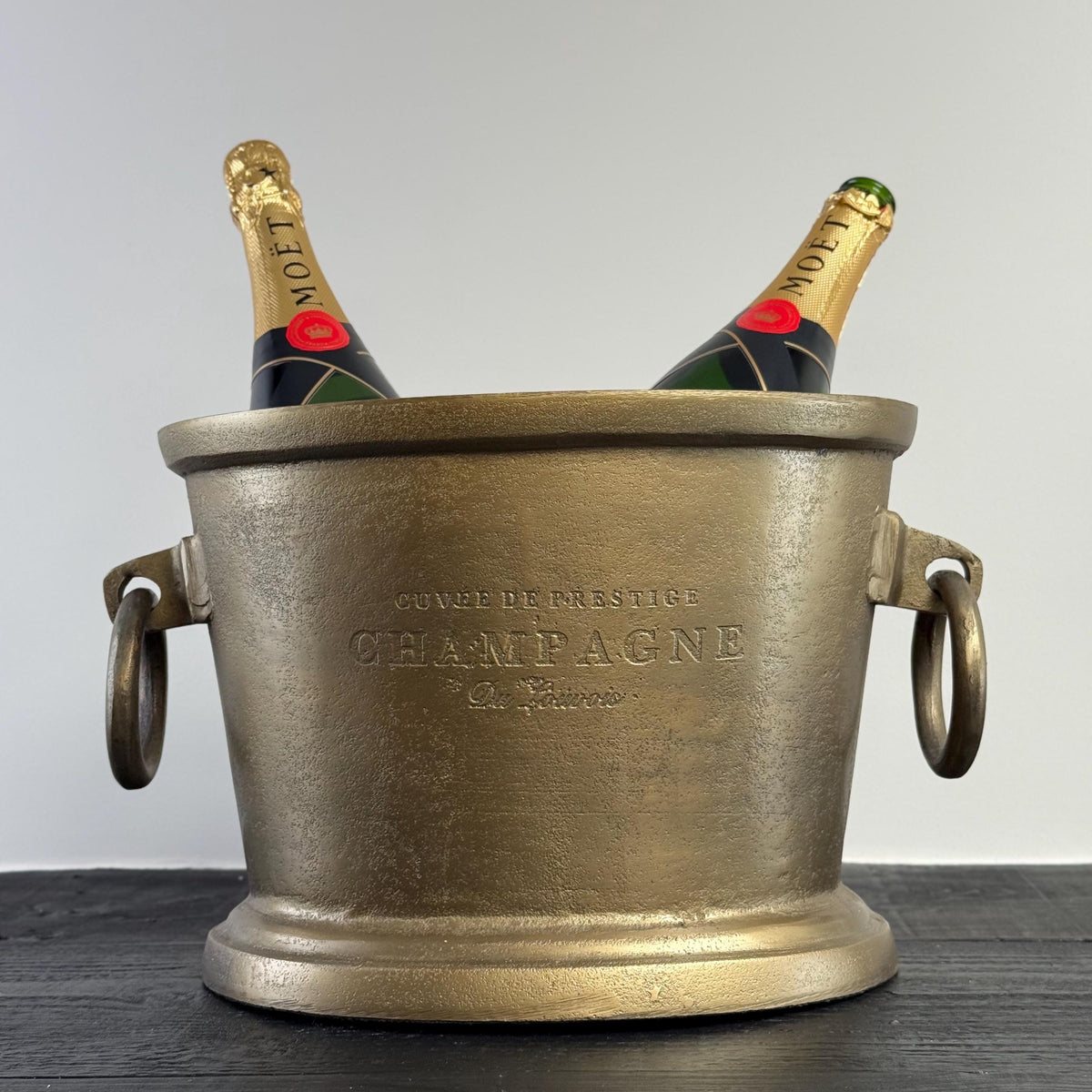 Antique Brass Solid Cast Engraved Champagne Ice Bucket Cooler