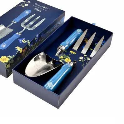Burgon & Ball RHS British Meadow Gardening Set | Trowel, Fork, Pruner, Gloves