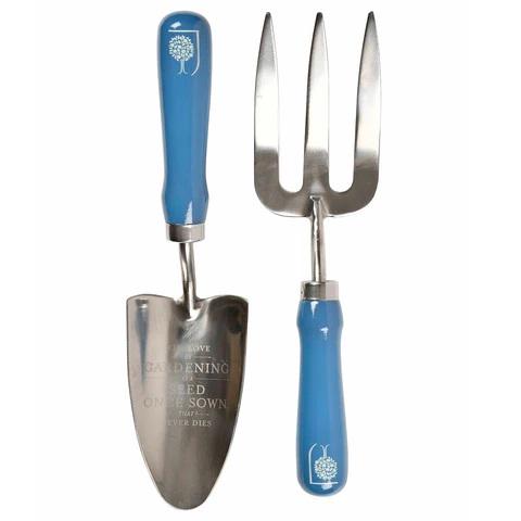 Burgon & Ball RHS British Meadow Trowel Fork Set | Engraved Hardwood Handles, Gift Boxed